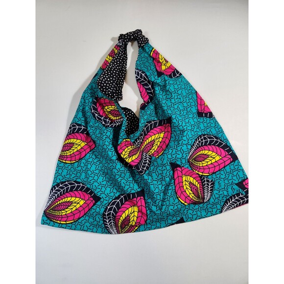 Handbags - Vibrant Hobo-Style Bento Bag Minimalist Cotton Wax Print Polka Dot Reversible